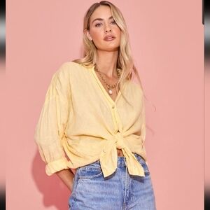 L Space Rio Tunic Yellow 100% Linen XS/S